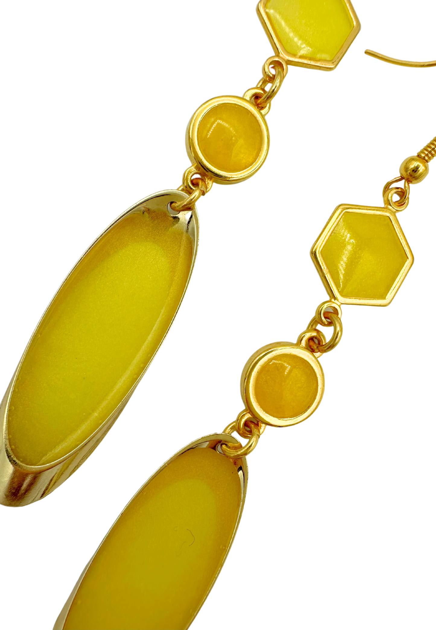 Lange meerkleurige oorhangers, geel