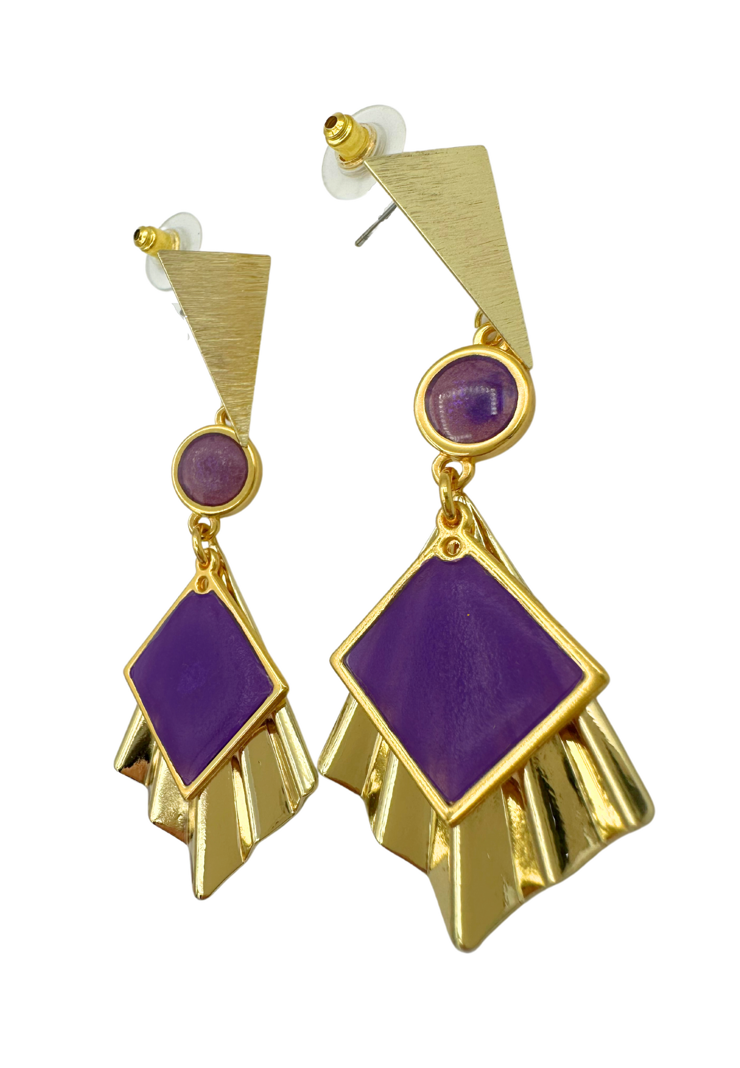 Art Nouveau geïnspireerde statement oorbellen, Paars