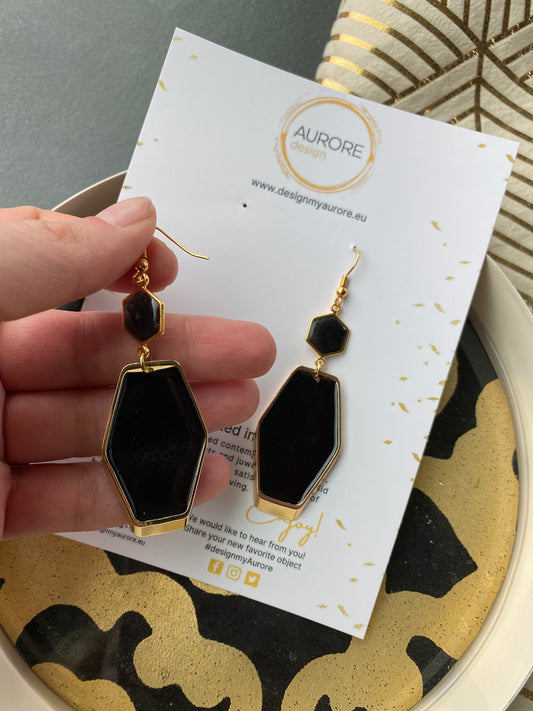 Geometrische statement oorbellen, zwart