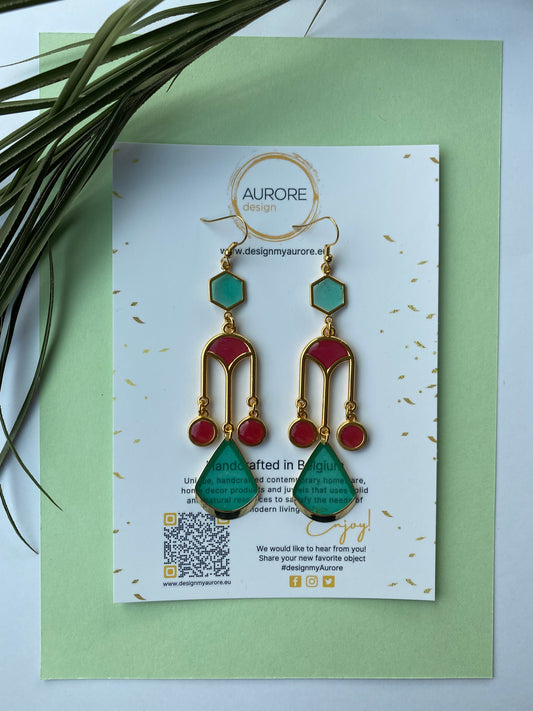 Elegante boho oorsieraden, roze