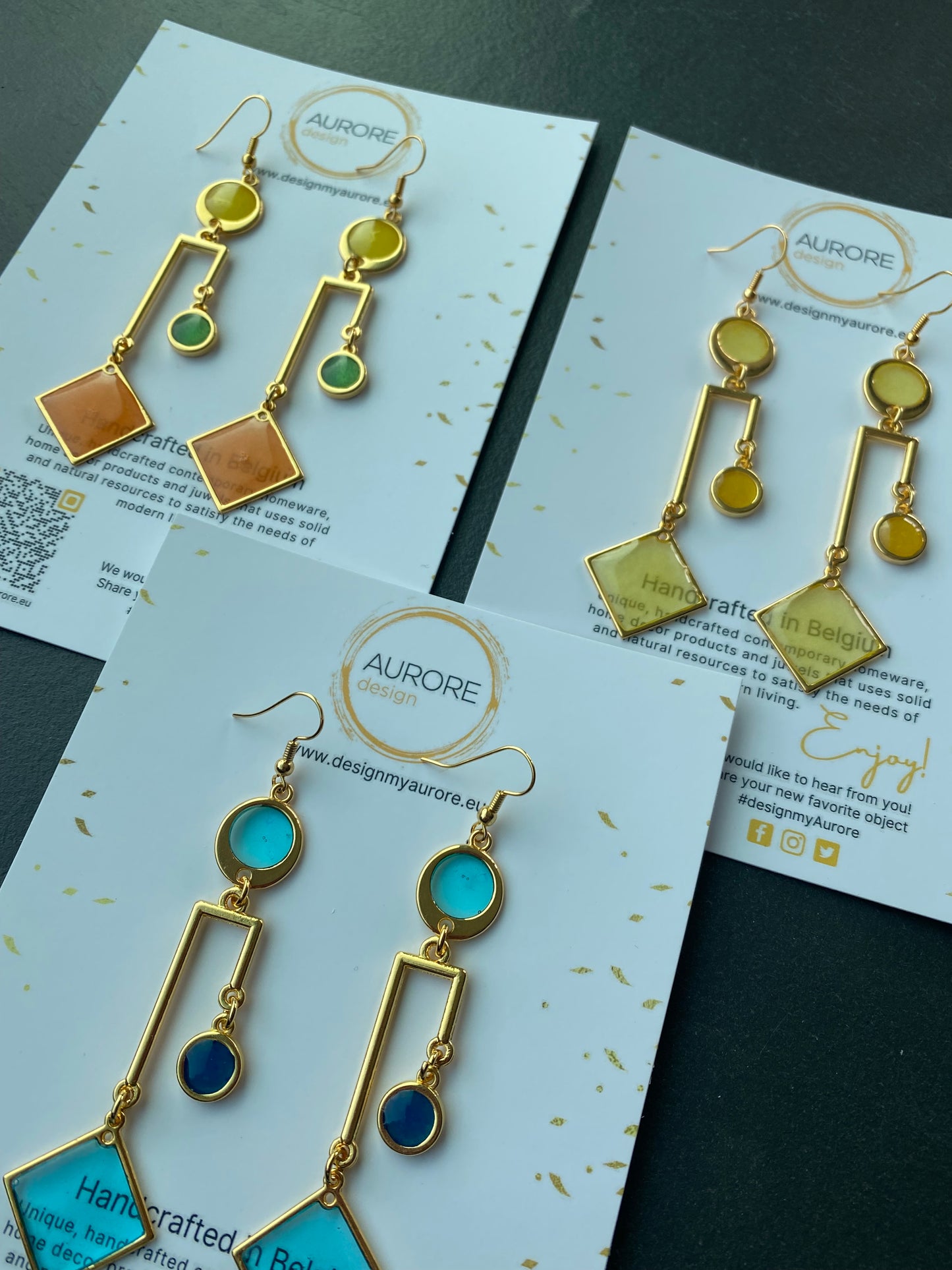 Asymmetrische elegante oorsieraden, blauw