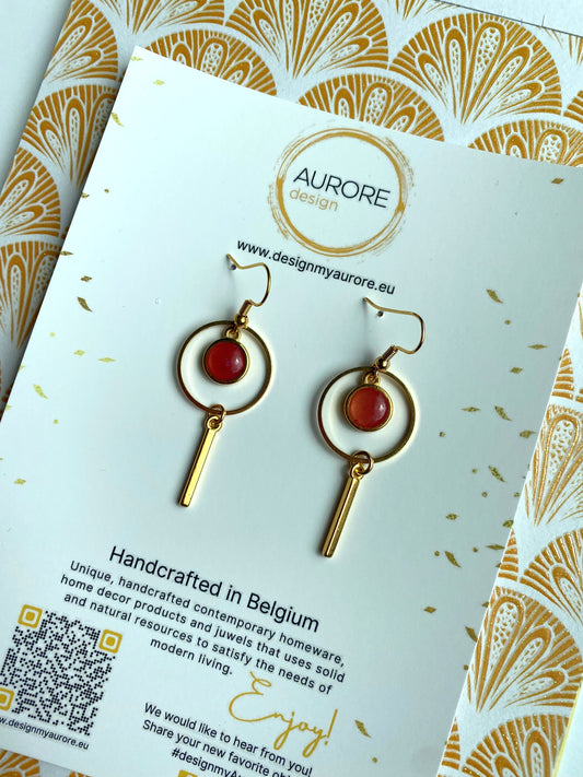 Goudkleurige oorhangers met hoepel - Hope II Roze