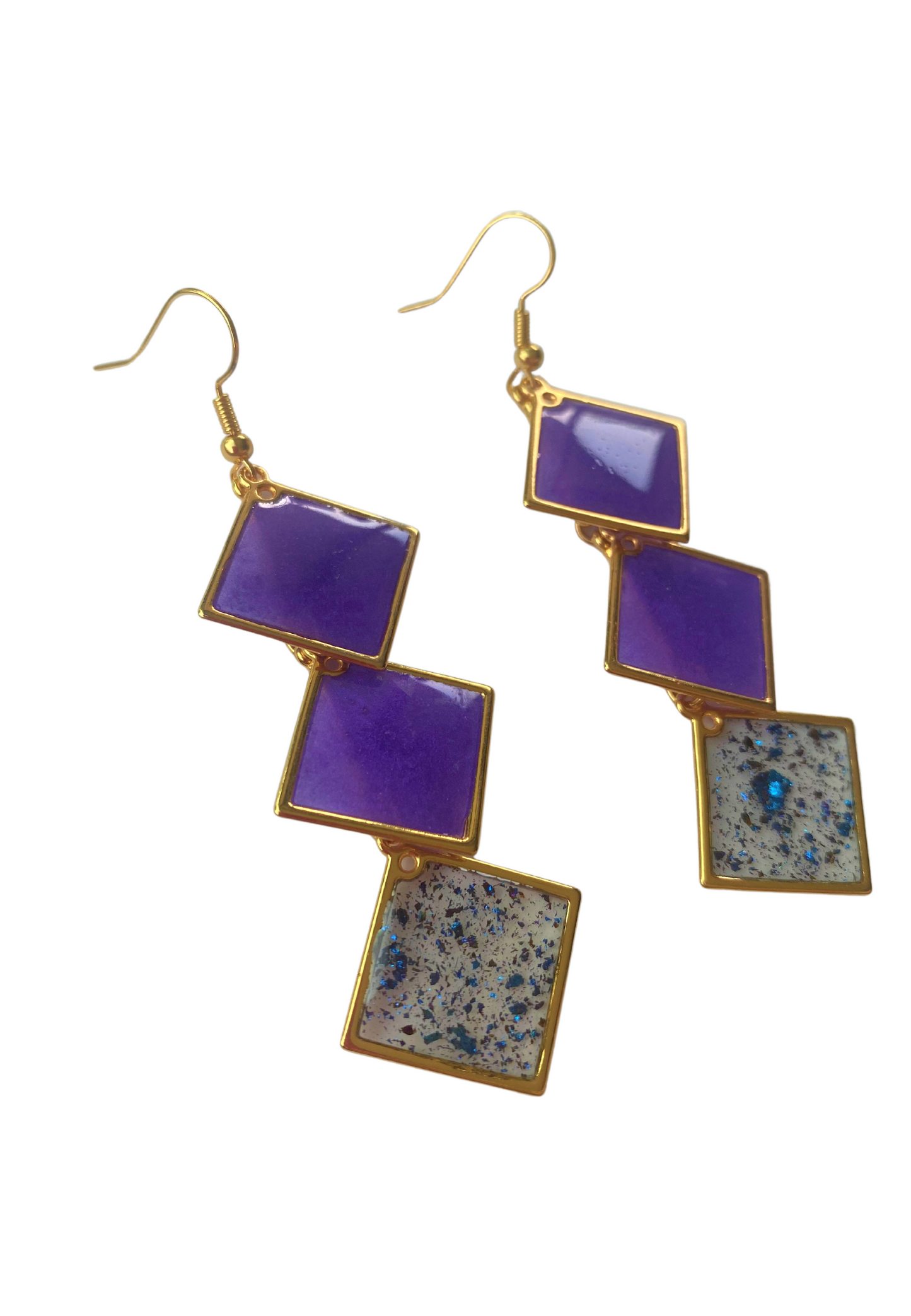 Langwerpige statement oorbellen, paars