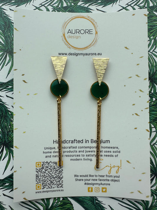 Statige art deco oorbellen, groen