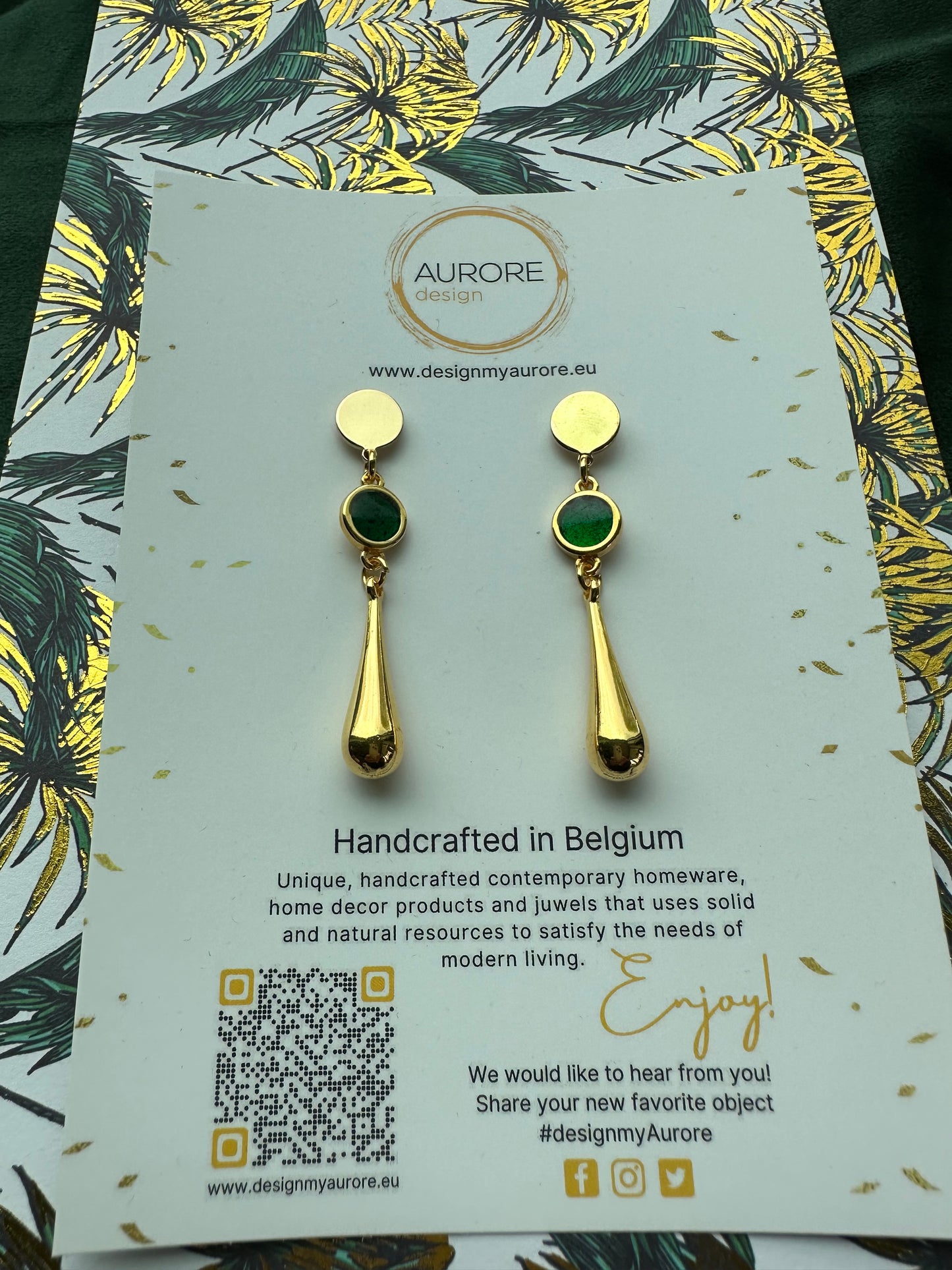 Druppel oorbellen, groen