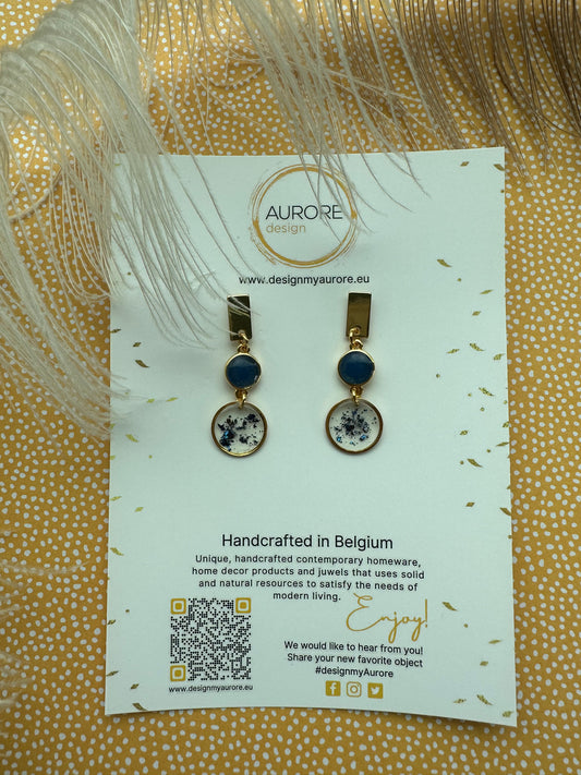 Sierlijke oorhangers met ronde elementen, blauw