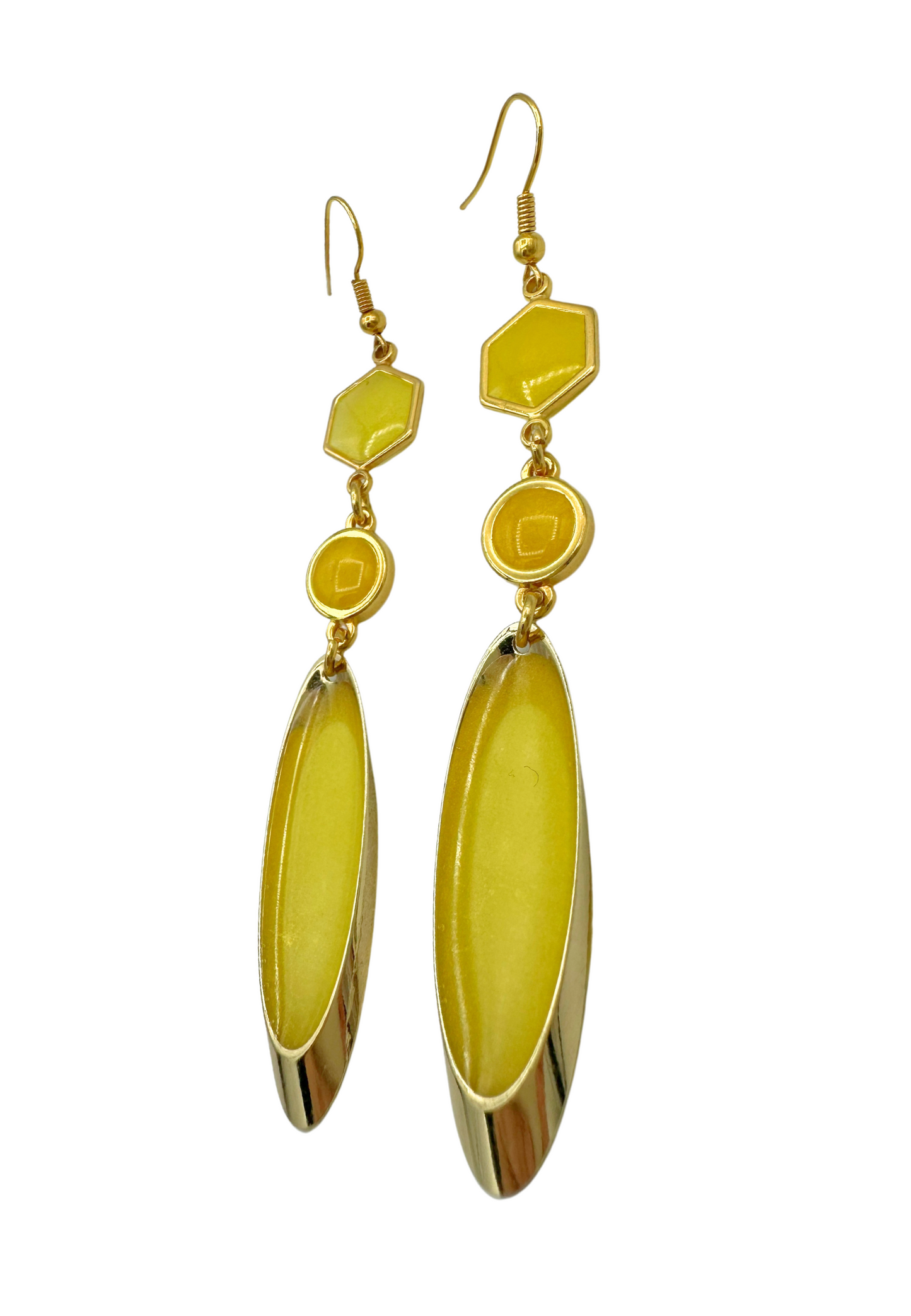 Lange meerkleurige oorhangers, geel