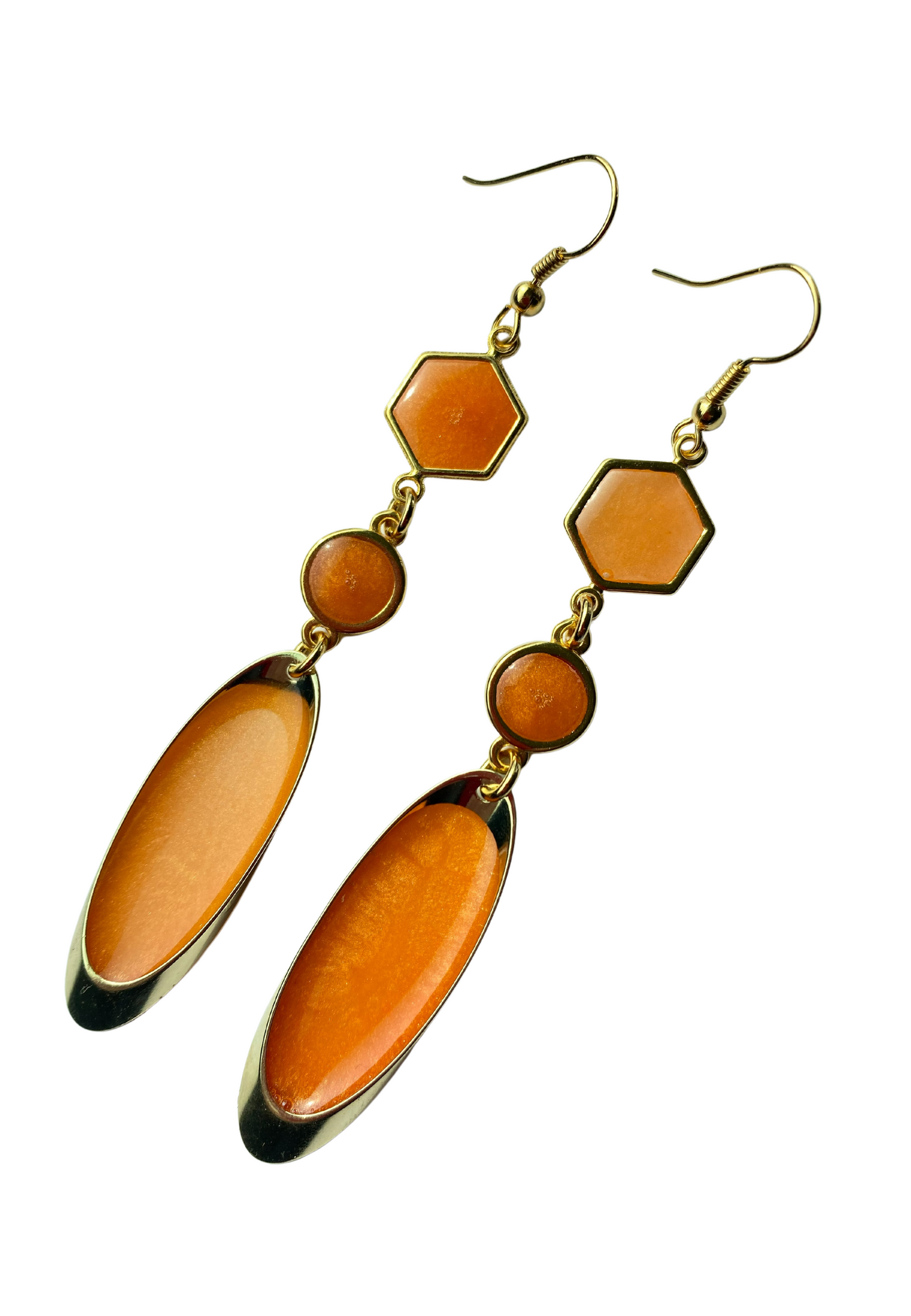 Lange meerkleurige oorhangers, oranje