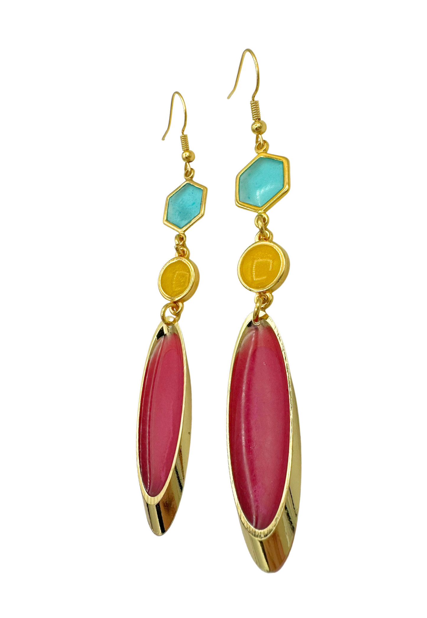 Lange meerkleurige oorhangers, meerkleurig