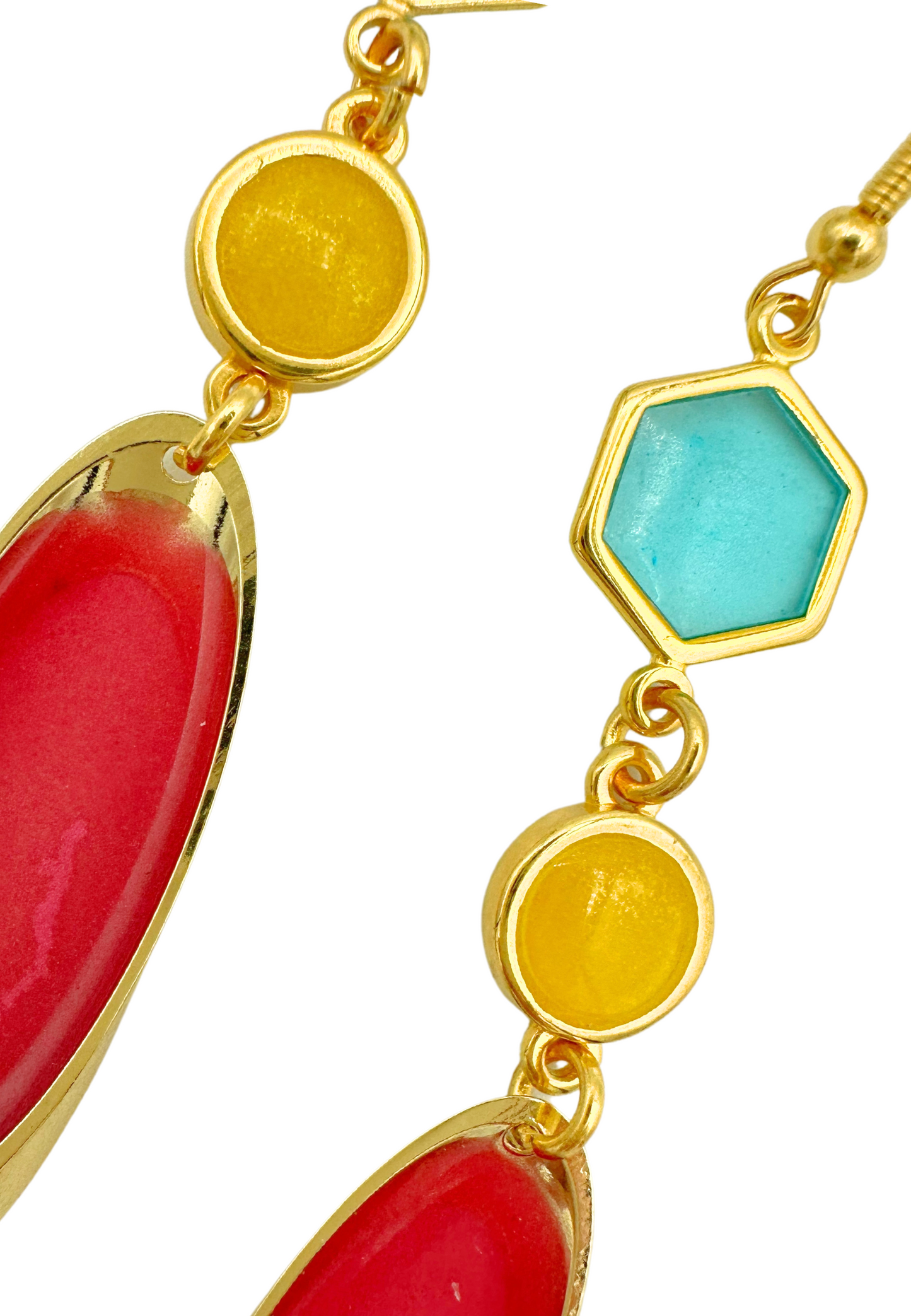 Lange meerkleurige oorhangers, meerkleurig