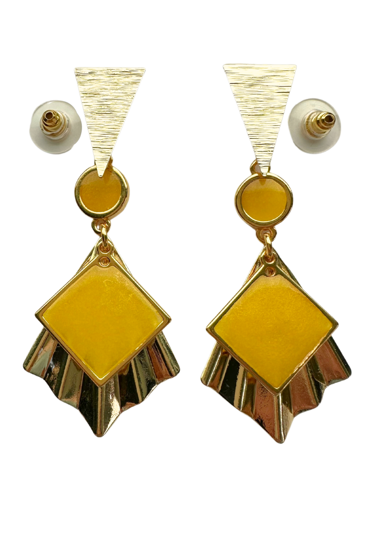 Art Nouveau geïnspireerde statement oorbellen, Geel