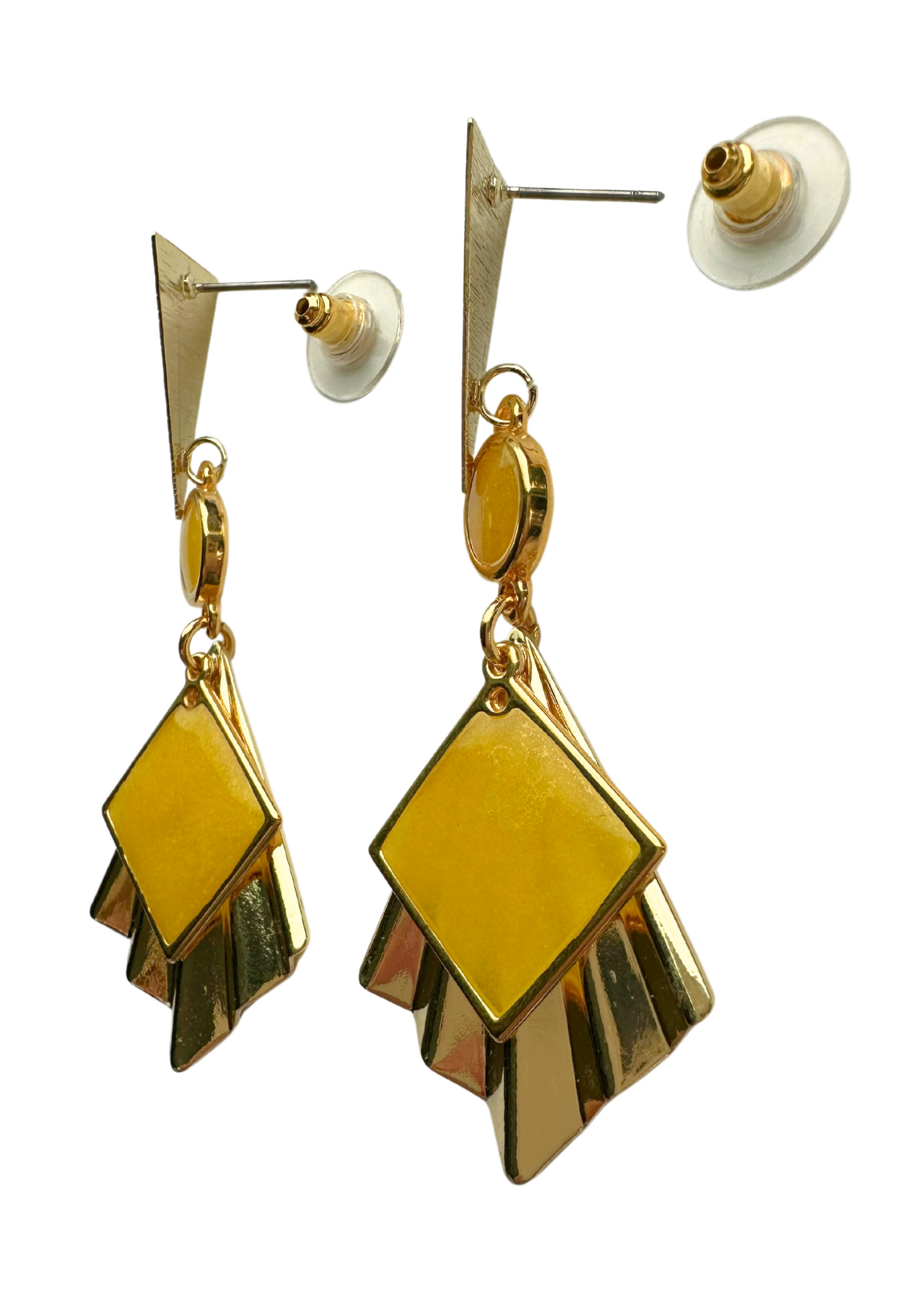 Art Nouveau geïnspireerde statement oorbellen, Geel