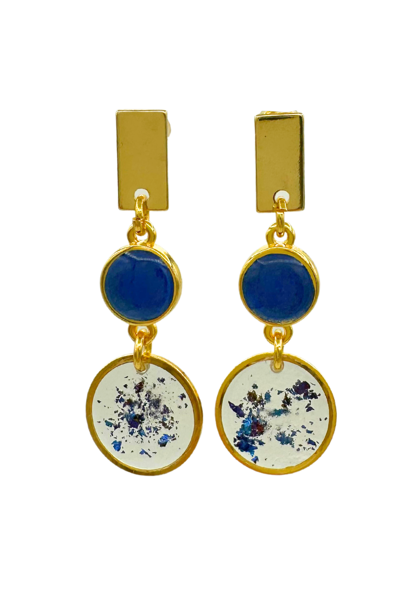 Sierlijke oorhangers met ronde elementen, blauw