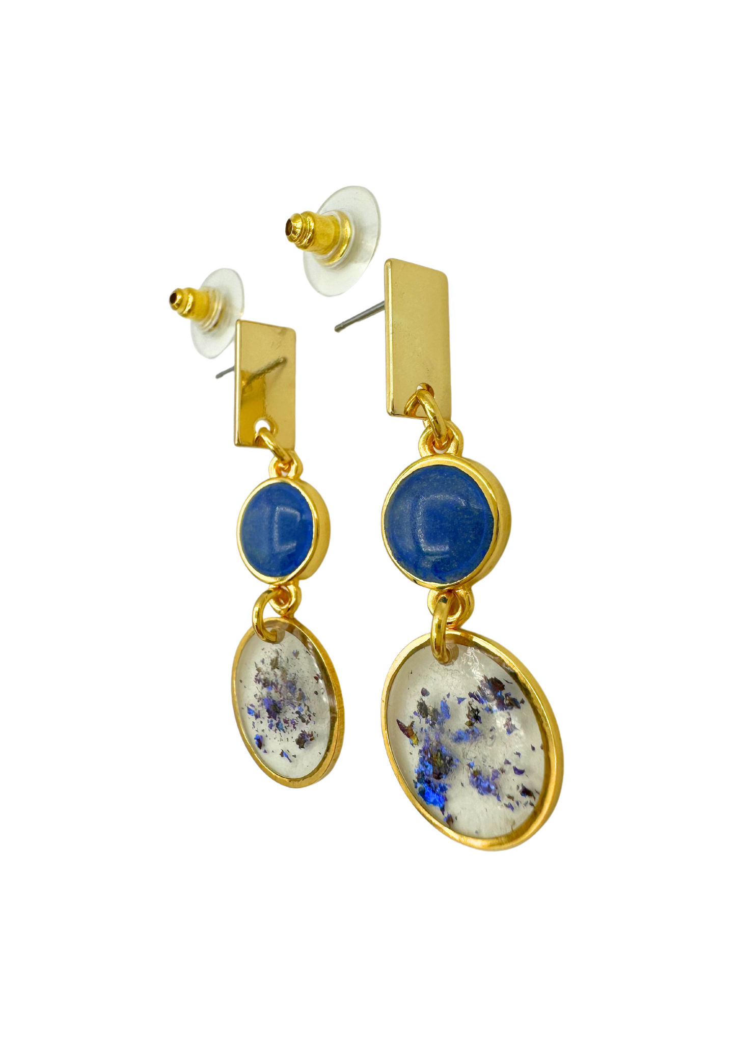 Sierlijke oorhangers met ronde elementen, blauw