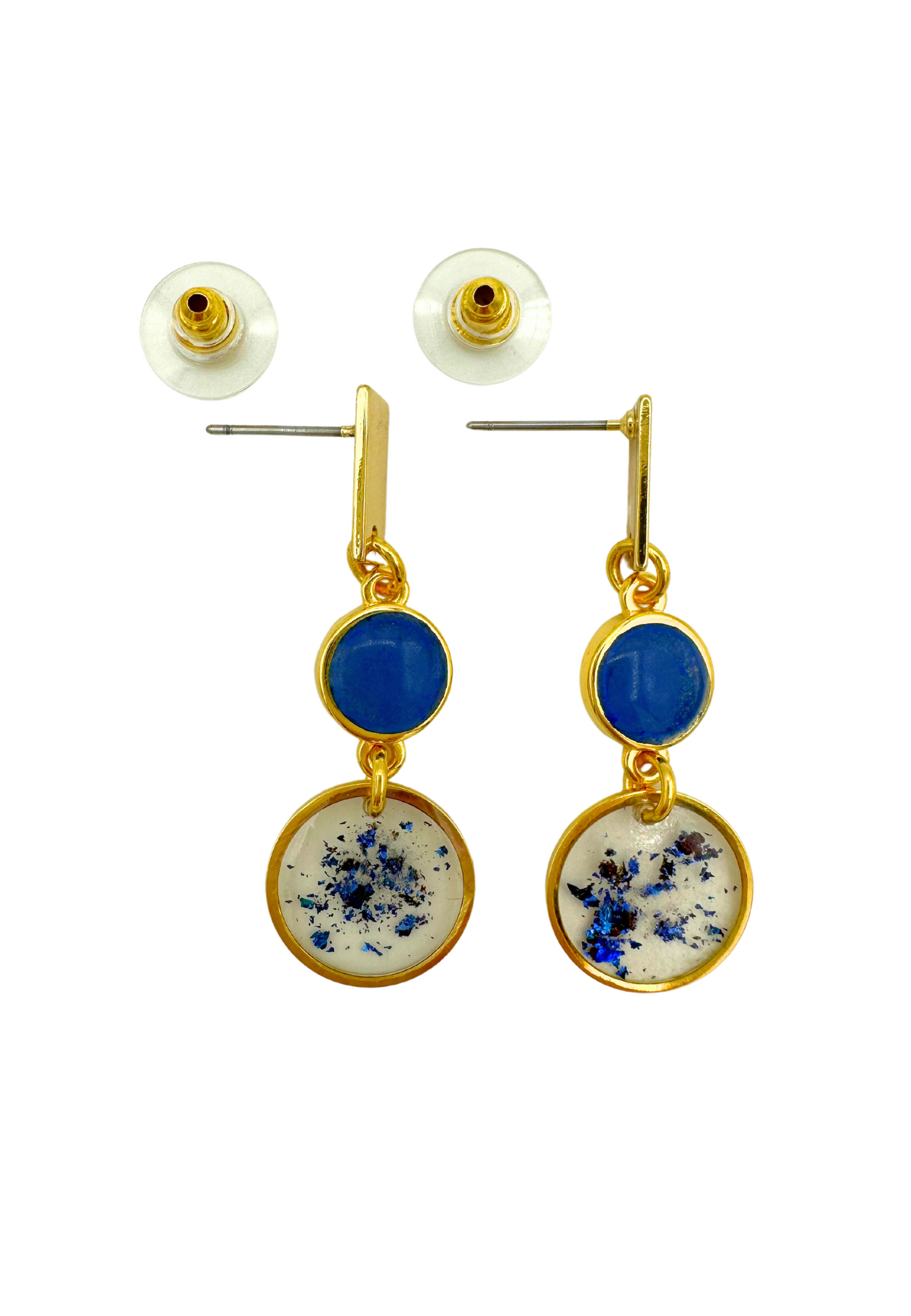 Sierlijke oorhangers met ronde elementen, blauw