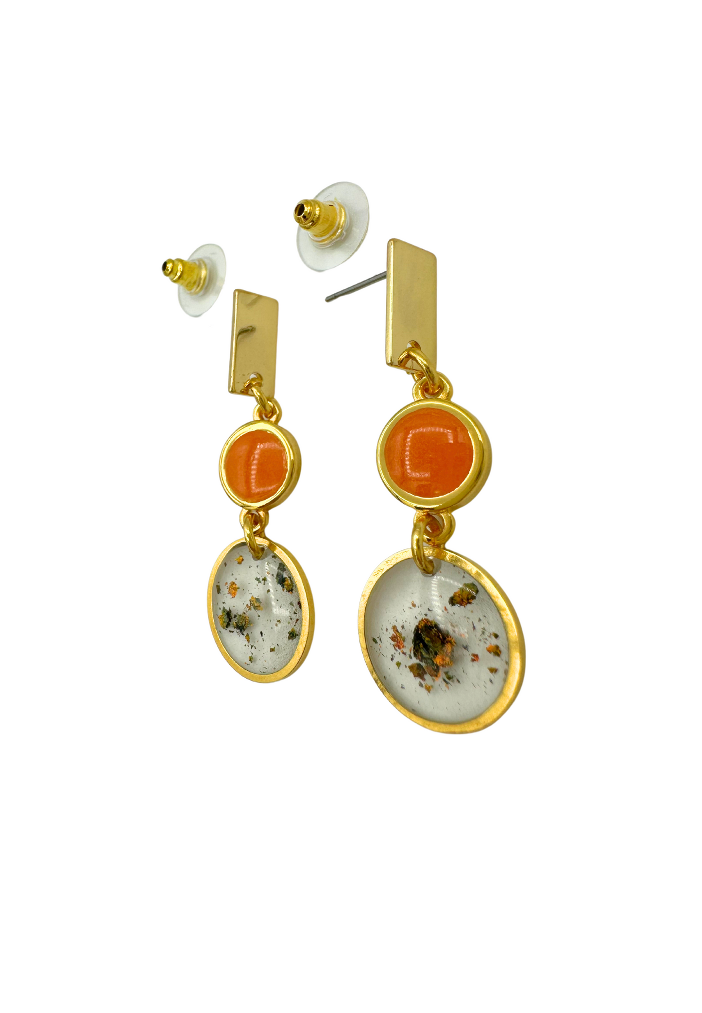 Sierlijke oorhangers met ronde elementen, oranje