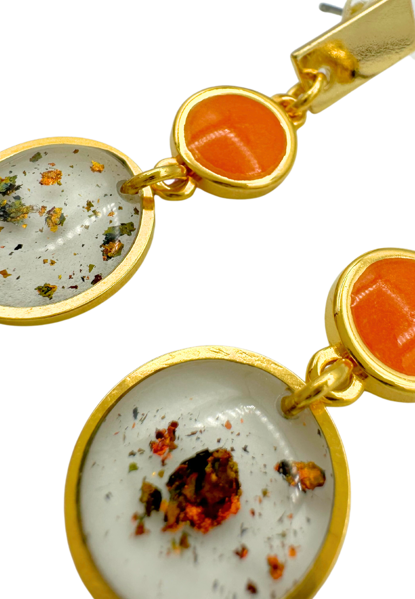 Sierlijke oorhangers met ronde elementen, oranje