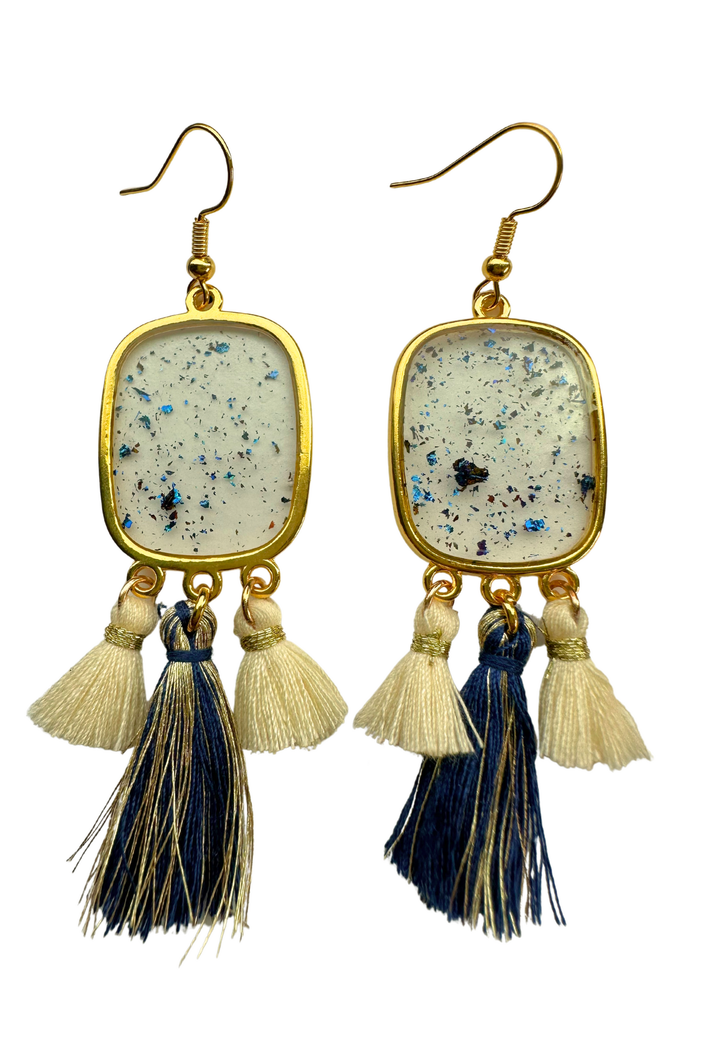 haakoorbellen met kwastjes, blauw