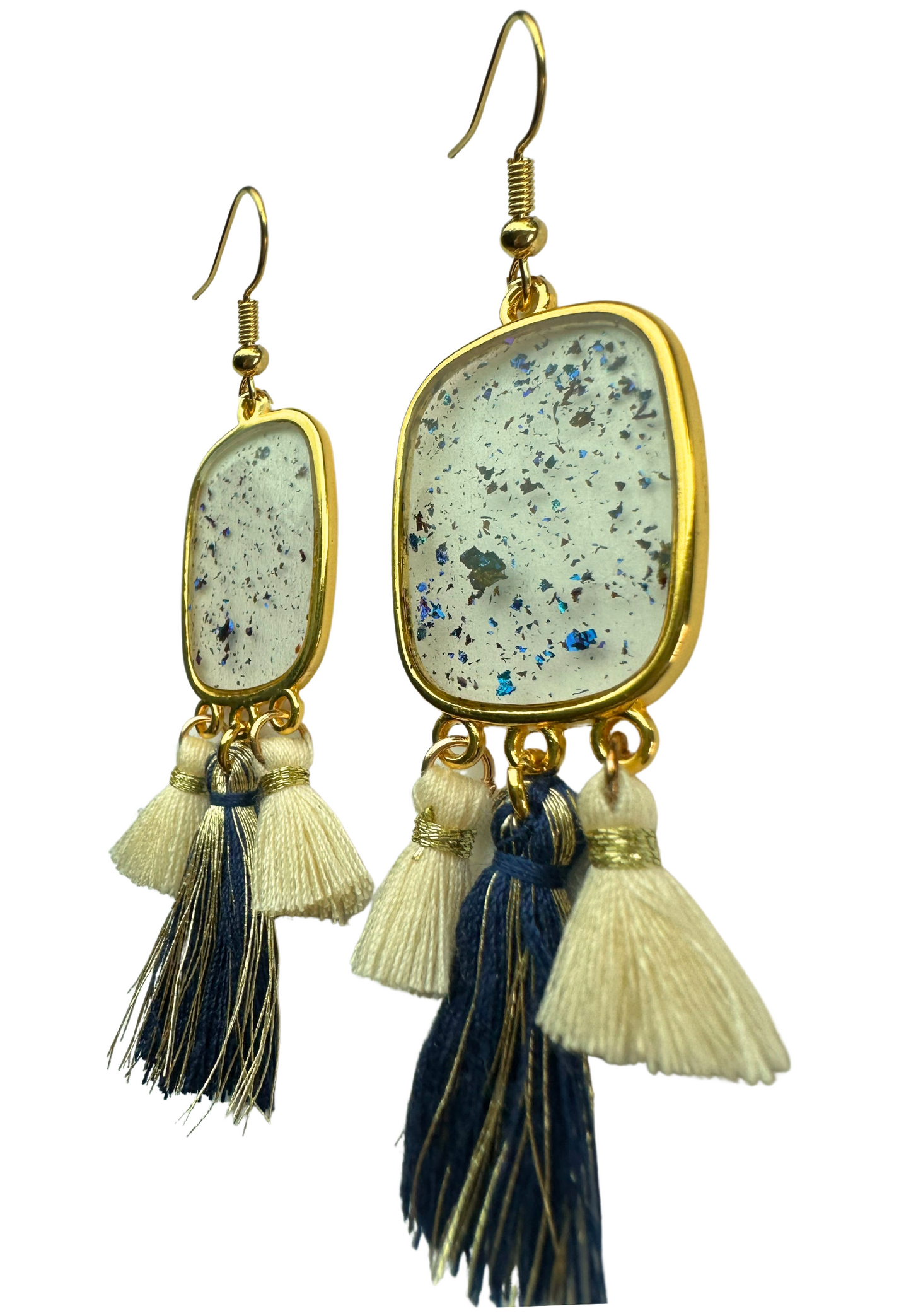 haakoorbellen met kwastjes, blauw