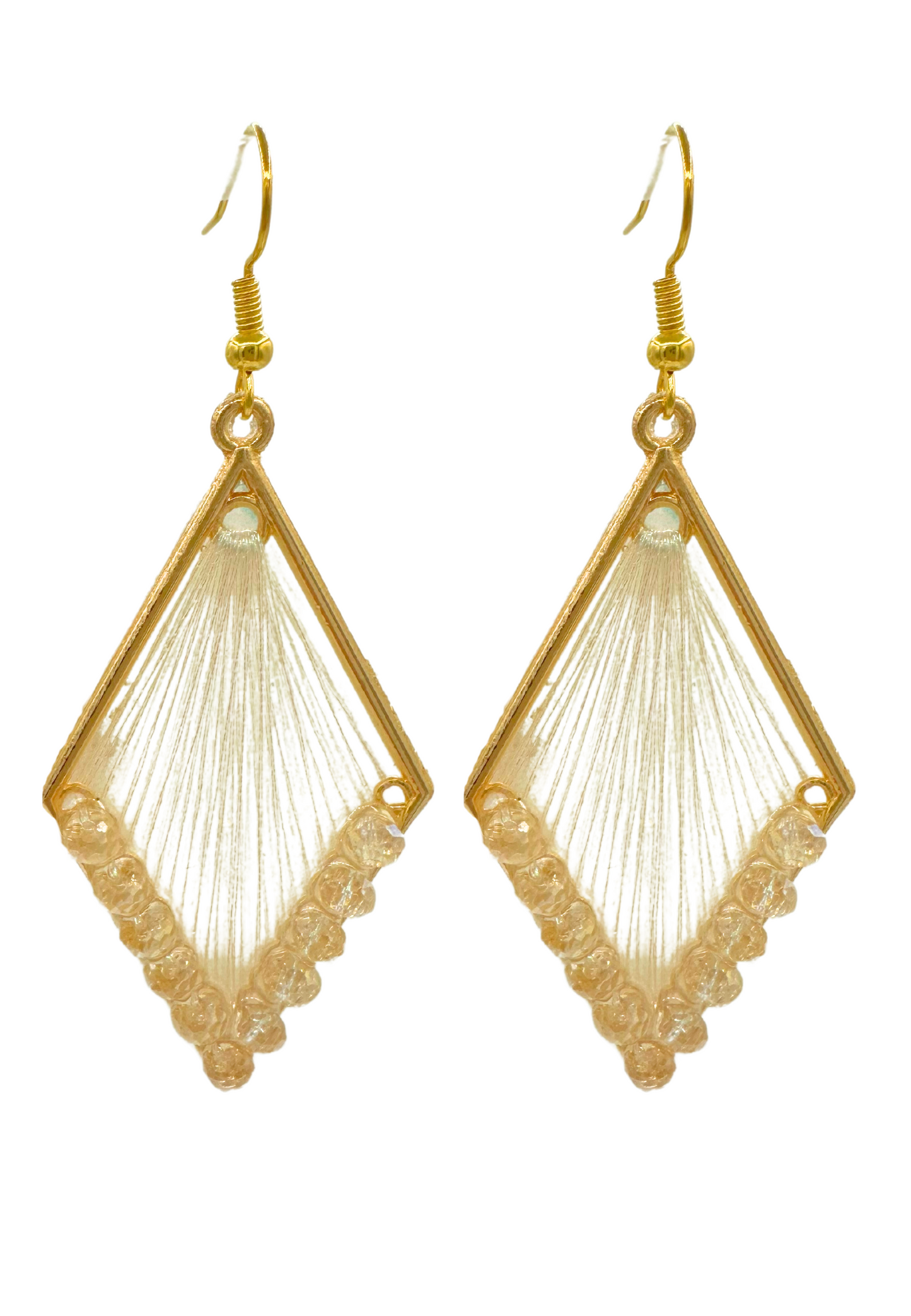 Oorbellen hangers met blinkende kraaltjes - wit