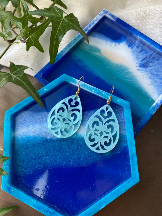 Lichtgewicht druppel oorbellen, blauw