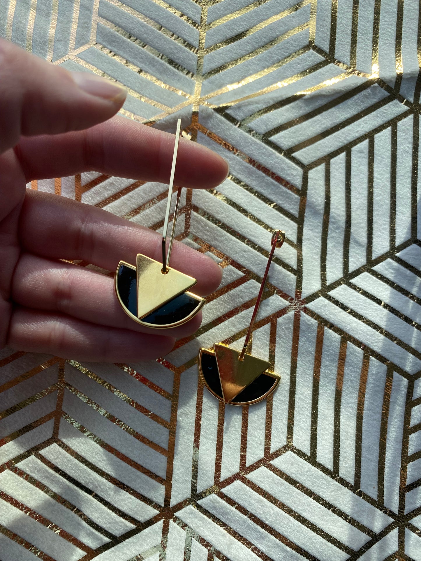 Geometrische minimalistische oorbellen Zwart/Goud