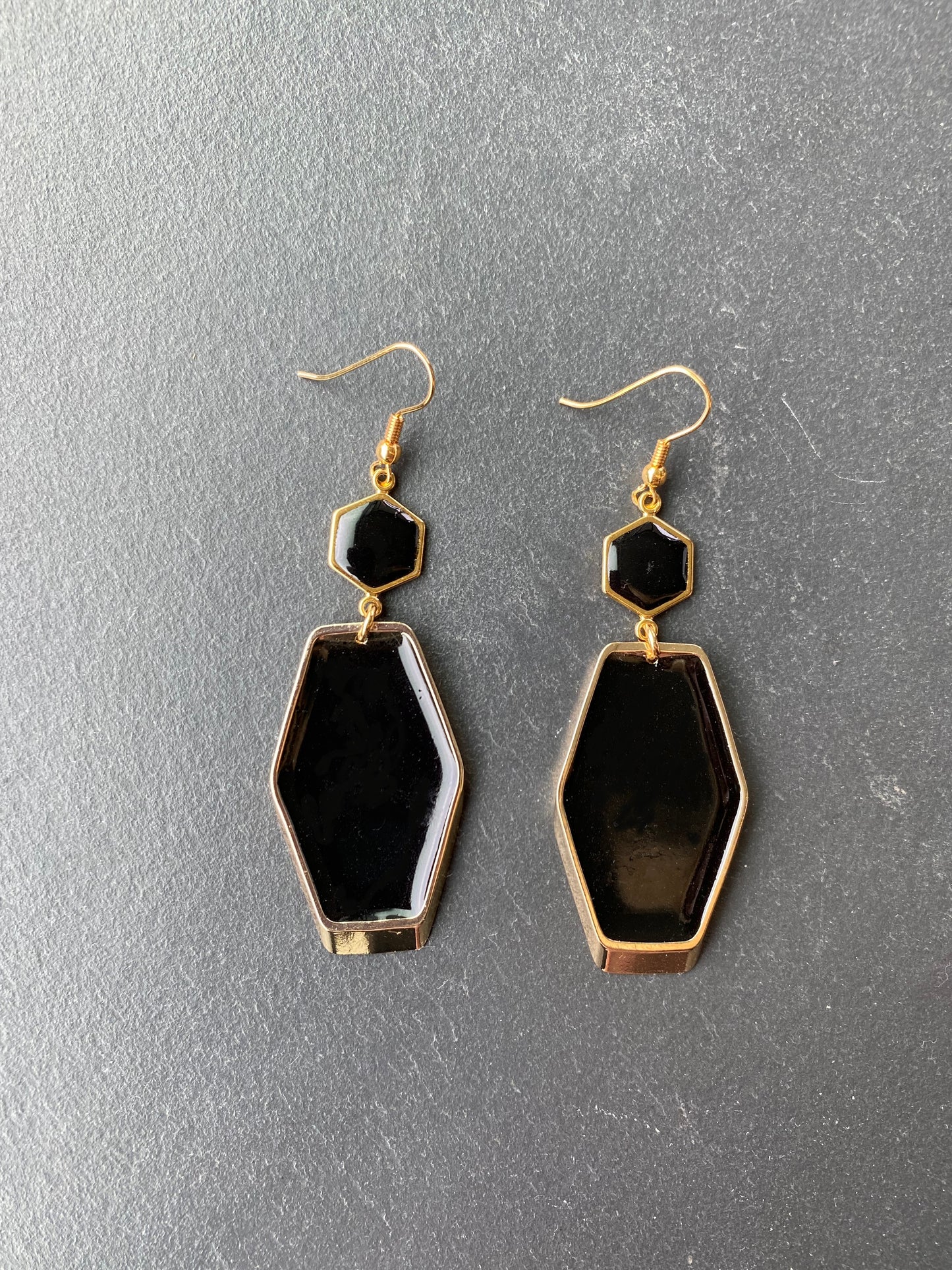 Geometrische statement oorbellen, zwart