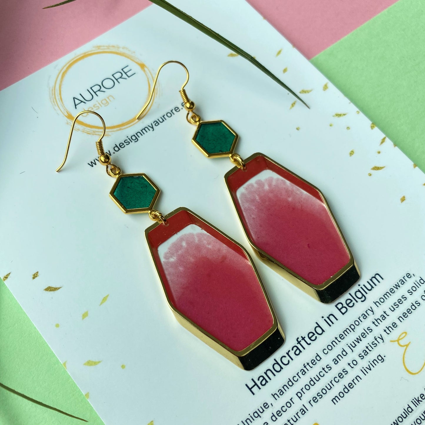 Kleurrijke statement oorbellen, roze