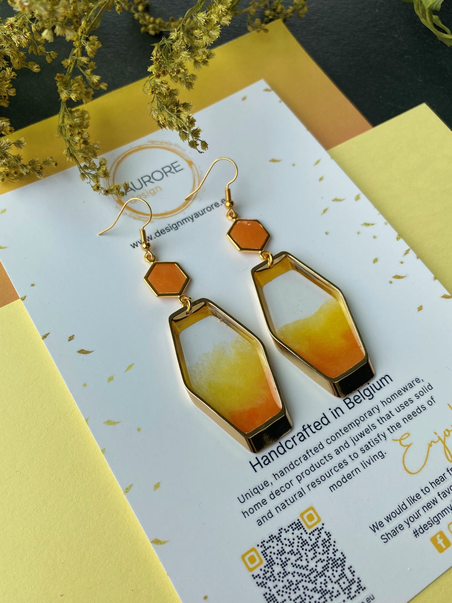 Kleurrijke statement oorbellen, oranje