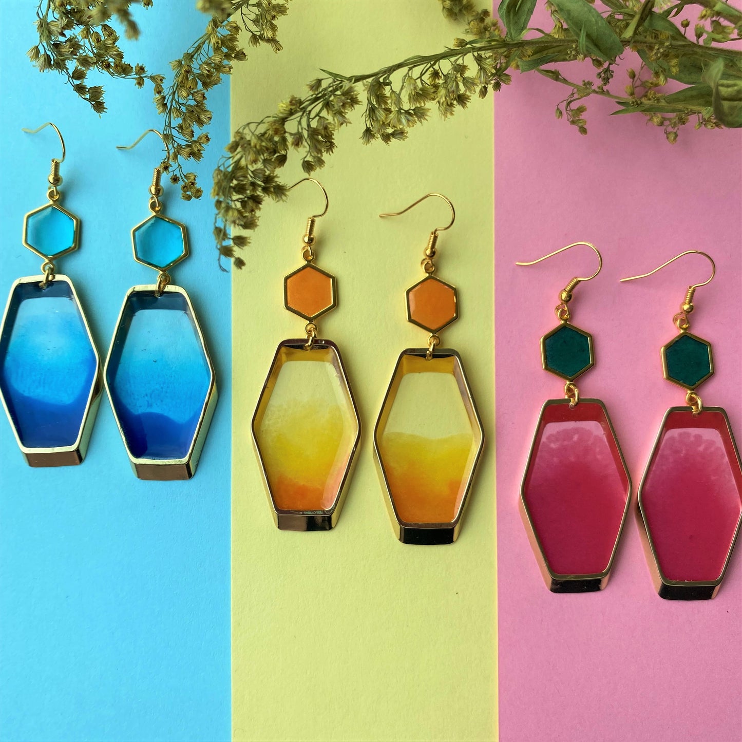 Kleurrijke statement oorbellen, oranje