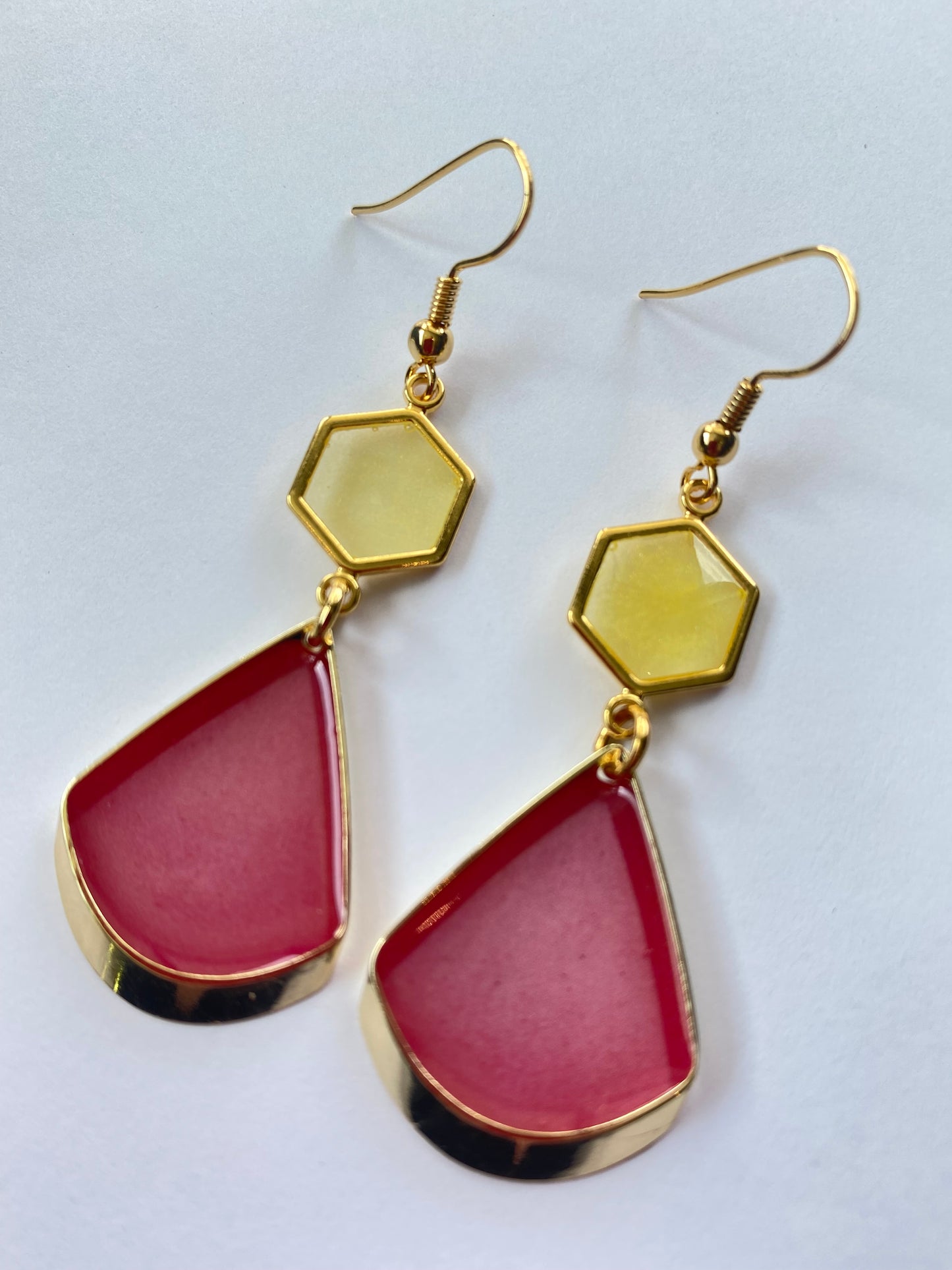 Tijdloos zomerse oorhangers, geel/roze