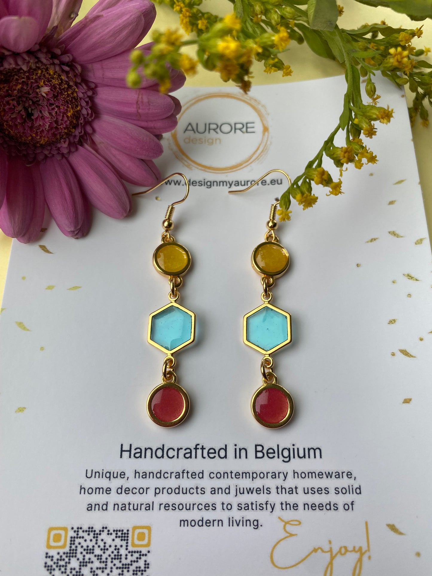 Elegante kleurrijke oorbellen Lillia - Geel