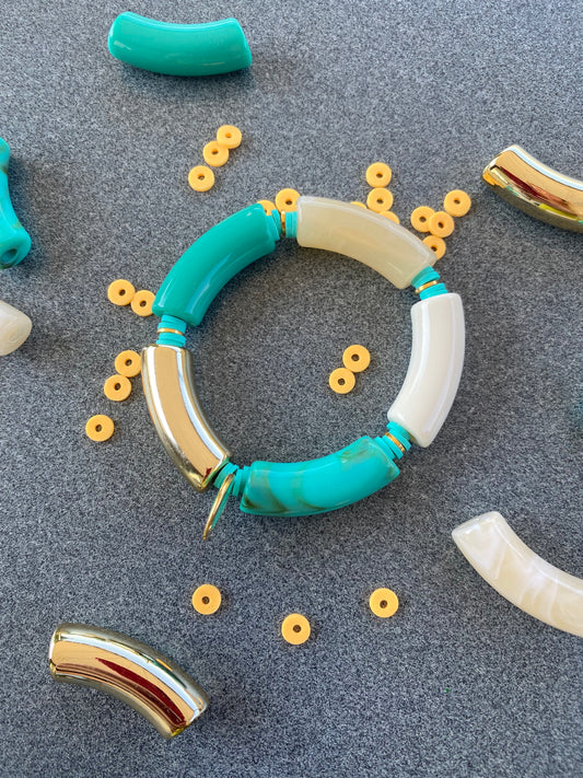 Kleurrijke tube armband - Groen