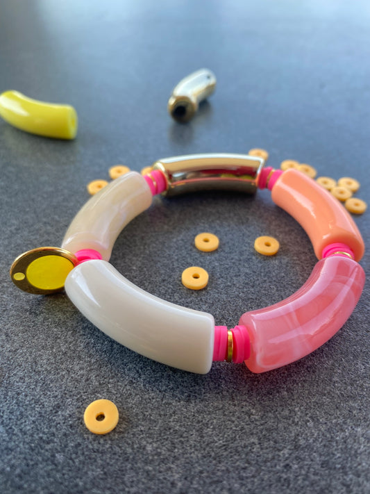 Kleurrijke tube armbanden - Roze