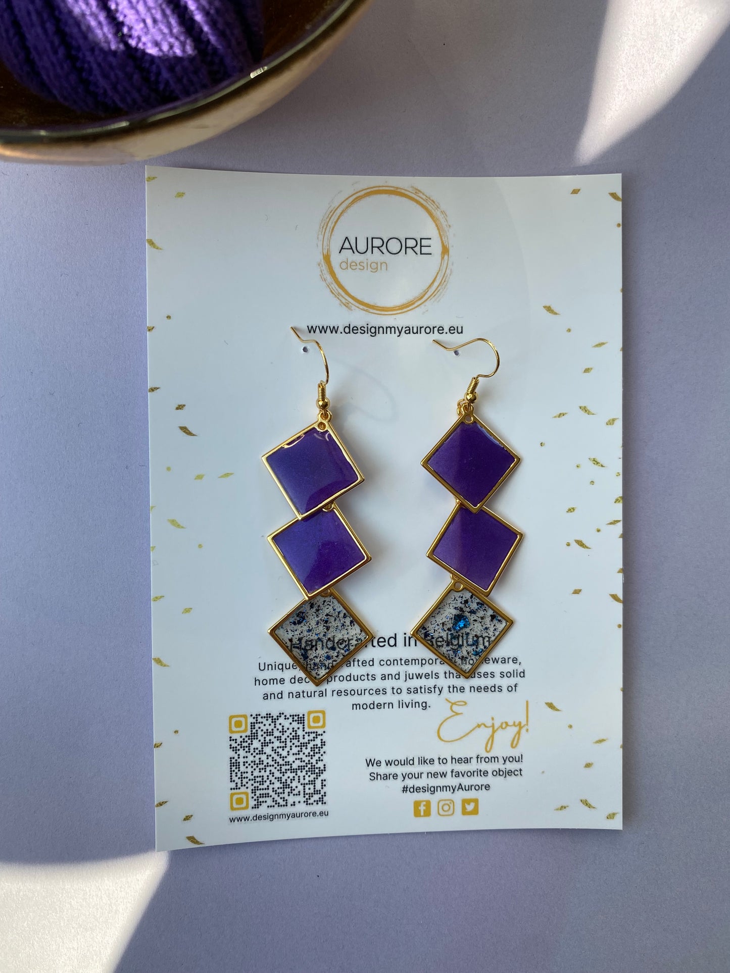 Langwerpige statement oorbellen, paars