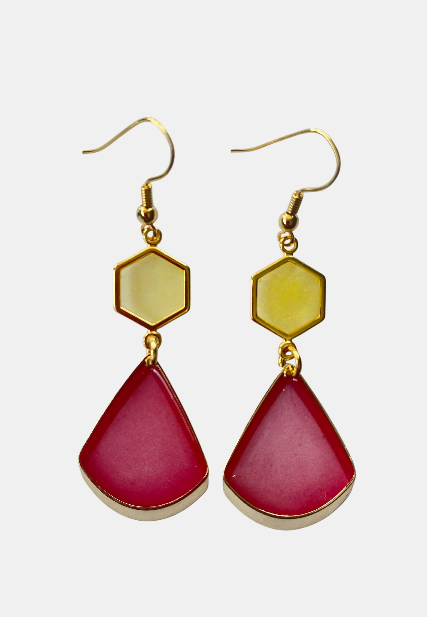 Tijdloos zomerse oorhangers, geel/roze