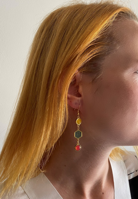 Elegante kleurrijke oorbellen Lillia - Geel